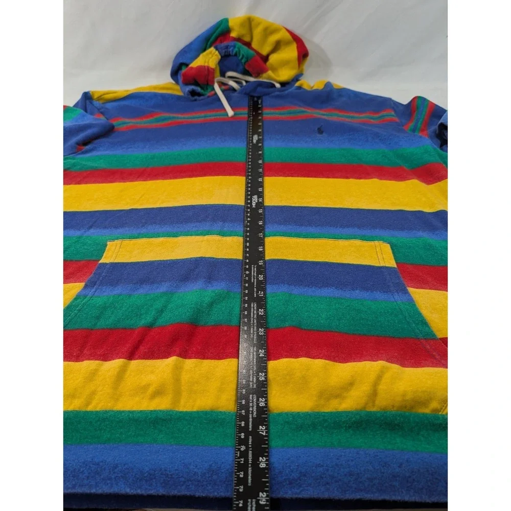 Polo Ralph Lauren Hoodie Mens 3XLT Tall Multicolor Stripe Cotton Pullover Logo